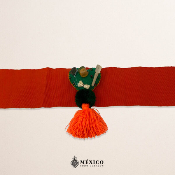 Artisan Mexican Waist Belt Mexican Green Heart Embellishment México Todo Corazón