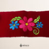 Red Artisan Mexican Waist Belt – Colorful Heart Embellishment in Multicolor Yarn