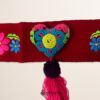 Red Artisan Mexican Waist Belt – Colorful Heart Embellishment in Multicolor Yarn