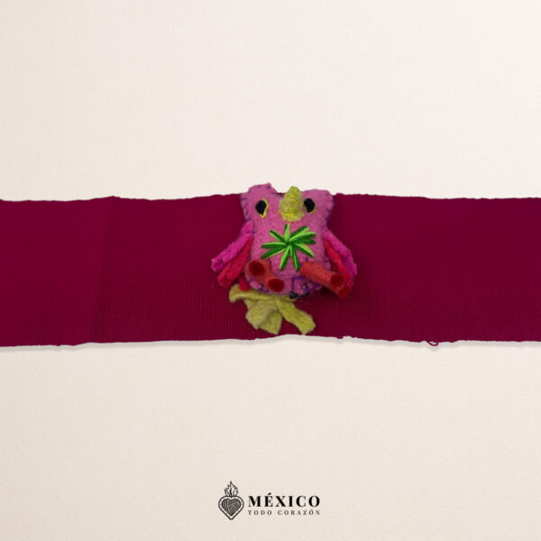 Fuchsia Mexican Waist Belt – Pink Bird Felt Embellishment