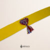 Yellow Artisan Mexican Waist Belt – Multicolor Yarn Heart Embellishmen