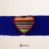 Blue Artisan Mexican Waist Belt – Heart Embellishment in Multicolor Yarn