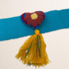 Cyan Artisan Mexican Waist Belt – Heart Embellishment in Multicolor Yarn