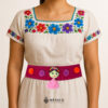 Fuchsia Artisan Mexican Waist Belt – Doll Embellishment in Multicolor Pom-Poms