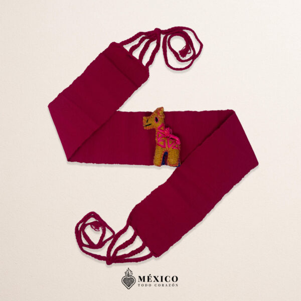 Fuchsia Artisan Mexican Waist Belt - Giraffe Embellishment in Colorful Felt
