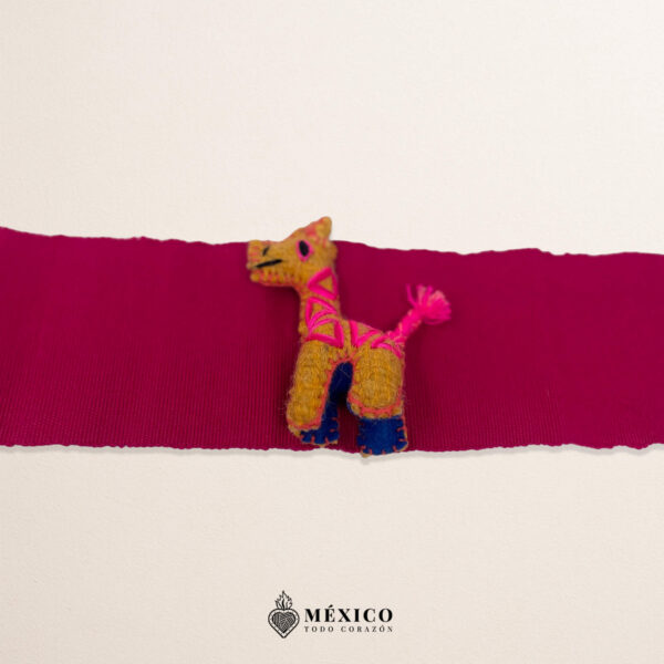 Fuchsia Artisan Mexican Waist Belt - Giraffe Embellishment in Colorful Felt