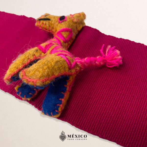 Fuchsia Artisan Mexican Waist Belt - Giraffe Embellishment in Colorful Felt