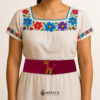 Fuchsia Artisan Mexican Waist Belt - Giraffe Embellishment in Colorful Felt