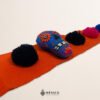 Orange Mexican Waist Belt – Calavera in Blue & Pom-Poms
