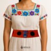 Orange Mexican Waist Belt – Calavera in Blue & Pom-Poms
