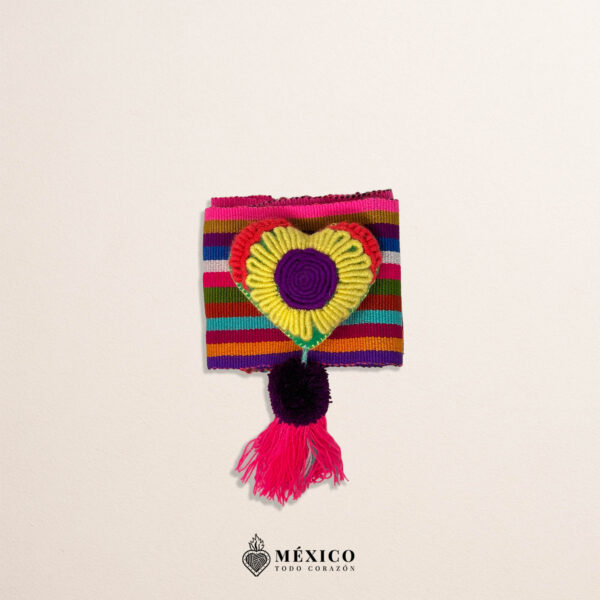 Multicolor Mexican Waist Belt – Floral Heart Embellishment