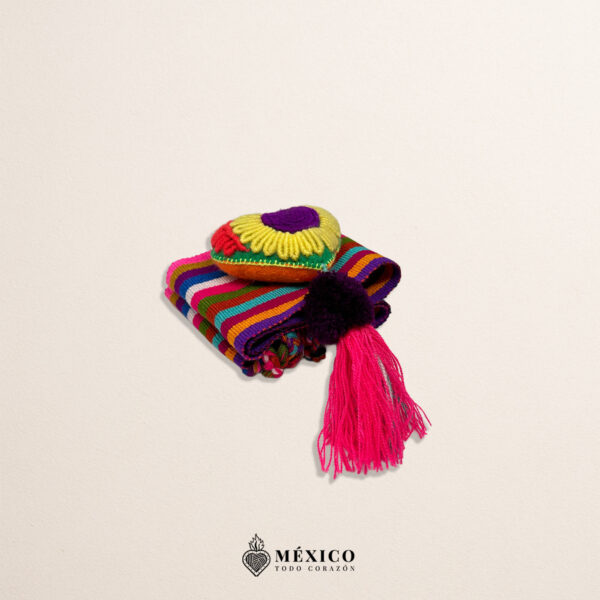 Multicolor Mexican Waist Belt – Floral Heart Embellishment