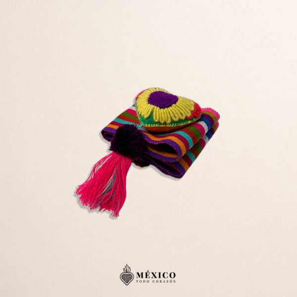 Multicolor Mexican Waist Belt – Floral Heart Embellishment