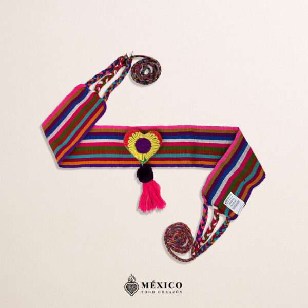 Multicolor Mexican Waist Belt – Floral Heart Embellishment