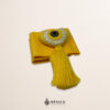 Yellow artisan Mexican waist belt featuring a heart embellishment crafted in yellow felt