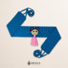 Light blue artisan waist belt featuring a Mexican doll embellishment in felt appliqué