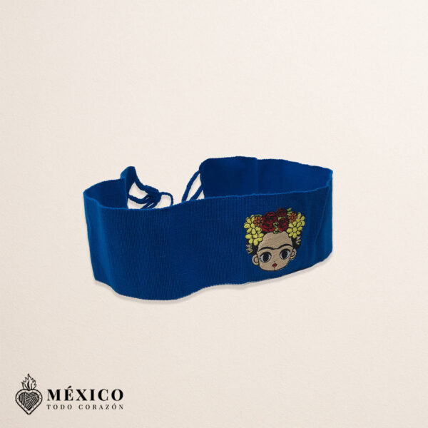 Handcrafted Frida Kahlo Embroidered Mexican Waist Belt – Premium Blue Faja | México Todo Corazón
