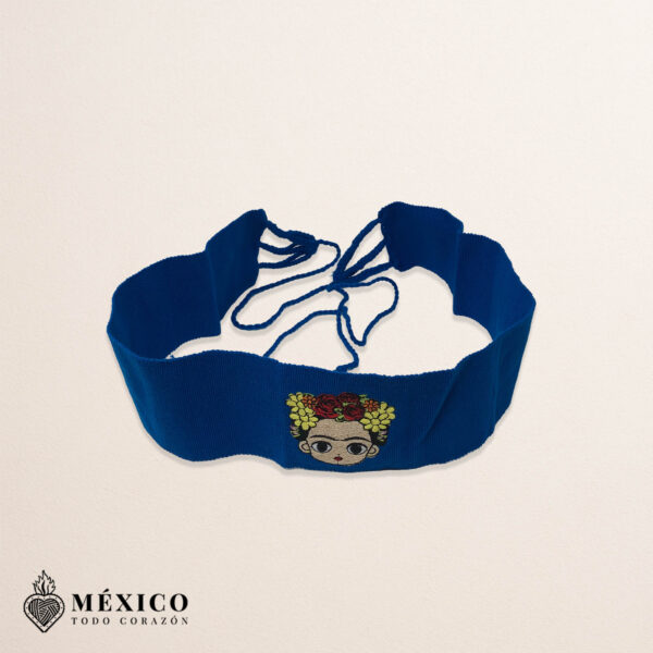 Handcrafted Frida Kahlo Embroidered Mexican Waist Belt – Premium Blue Faja | México Todo Corazón