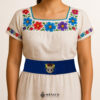 Handcrafted Frida Kahlo Embroidered Mexican Waist Belt – Premium Blue Faja | México Todo Corazón