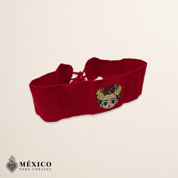 Handcrafted Frida Kahlo Embroidered Mexican Waist Belt – Premium Red Faja | México Todo Corazón