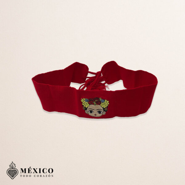 Handcrafted Frida Kahlo Embroidered Mexican Waist Belt – Premium Red Faja | México Todo Corazón