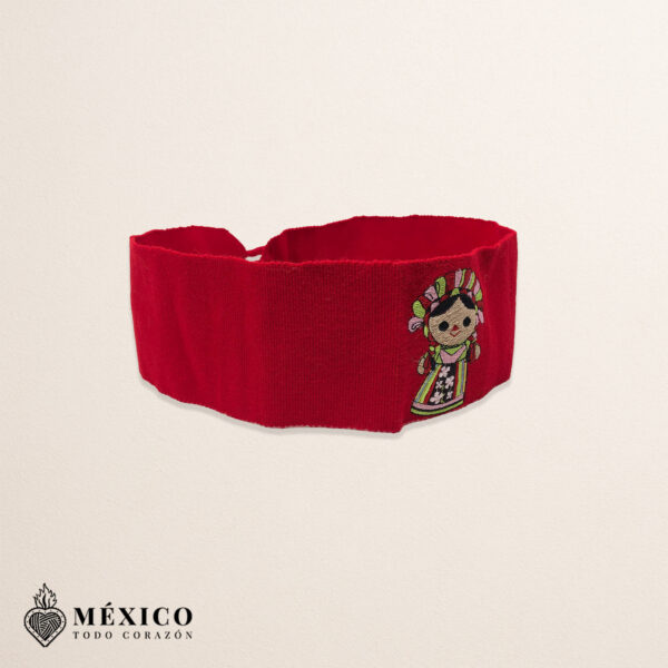 Handcrafted Traditional Mexican Doll Embroidered Mexican Waist Belt – Premium Red Faja | México Todo Corazón