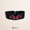 Handcrafted Fuchsia Butterfly Embroidered Mexican Waist Belt – Premium Black Faja | México Todo Corazón