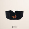 Handcrafted Orange Butterfly Embroidered Mexican Waist Belt – Premium Black Faja | México Todo Corazón