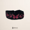 Handcrafted Full Fuchsia Butterflies Embroidered Mexican Waist Belt – Premium Black Faja | México Todo Corazón