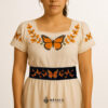 Handcrafted Full Orange Monarch Butterfly Embroidered Mexican Waist Belt – Premium Black Faja
