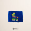 Handcrafted blue Mexican waist belt (faja) featuring an embroidered donkey piñata design
