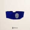 Handcrafted blue faja Mexican waist belt featuring an embroidered luchador mask design