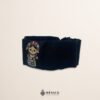 Handcrafted black faja Mexican waist belt featuring traditional Mexican doll embroidery