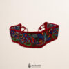 Handcrafted red Mexican waist belt (faja) featuring embroidered butterflies and flowers