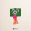 Green Mexican waist belt featuring floral embroidery and a heart embellishment in felt