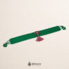 Green artisan Mexican waist belt featuring a floral heart embellishment in felt appliqué