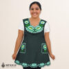 Mint green Mexican embroidered cotton apron featuring floral motifs, ideal cooking gift