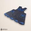 Gray and blue Mexican embroidered cotton apron with floral design, ideal cooking gift