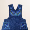 Blue Mexican embroidered cotton apron featuring floral and bird motifs, perfect kitchen and cooking gift