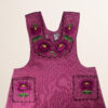 Burgundy Mexican embroidered cotton apron with floral design, ideal kitchen and cooking gift