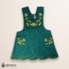 Green Mexican embroidered cotton apron featuring floral and bird motifs, perfect kitchen and cooking gift