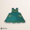 Green Mexican embroidered cotton apron featuring floral and bird motifs, perfect kitchen and cooking gift