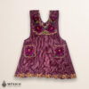 Burgundy Mexican embroidered cotton apron with floral motifs, perfect kitchen and cooking gift