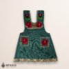 Green Mexican embroidered cotton apron featuring red floral design, ideal kitchen and cooking gift