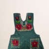 Green Mexican embroidered cotton apron featuring red floral design, ideal kitchen and cooking gift