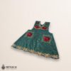 Green Mexican embroidered cotton apron featuring red floral design, ideal kitchen and cooking gift