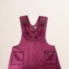 Burgundy Mexican embroidered cotton apron featuring grape fruit and peacock design, perfect kitchen gift