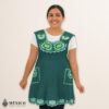 Mint green Mexican embroidered cotton apron featuring floral motifs, perfect kitchen and cooking gift