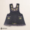 Gray Mexican embroidered basic handmade apron featuring a floral design