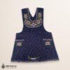 Blue Mexican embroidered basic handmade apron featuring a floral design